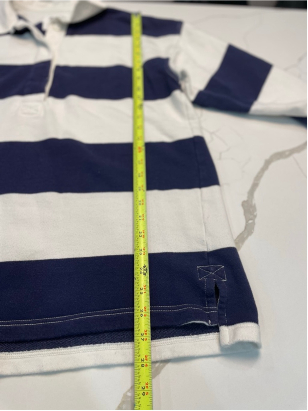 Aerie Long Sleeve Pep Rally Rugby Sweatshirt S Navy White Striped Preppy Coastal - Picture 7 of 7